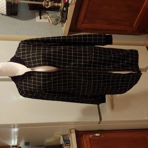 B&W windowpane print, dress coat,Small